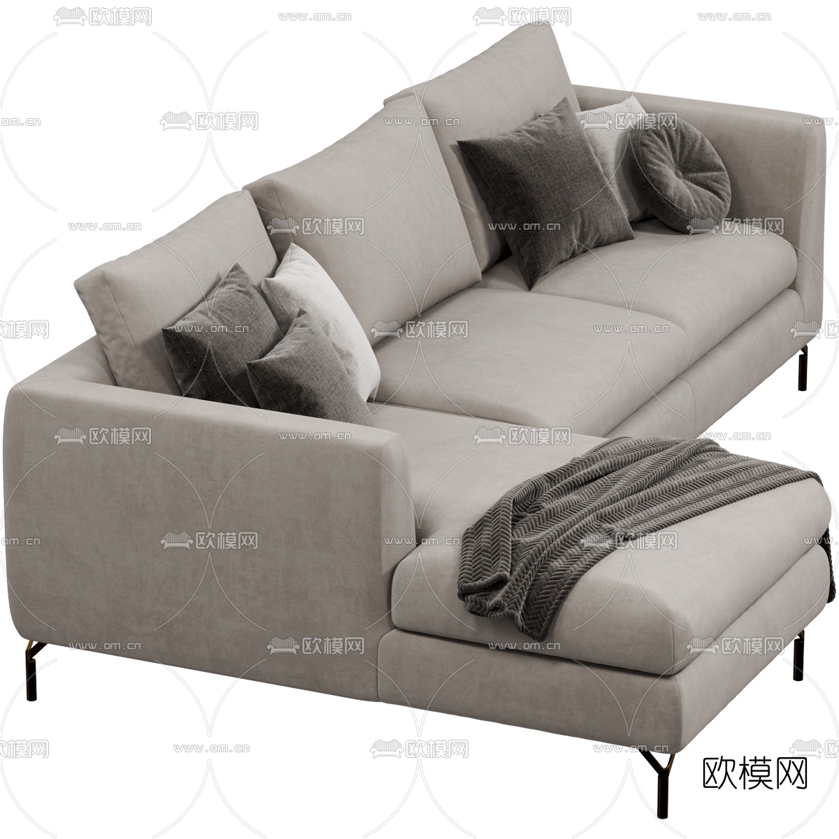 现代转角多人沙发3d模型