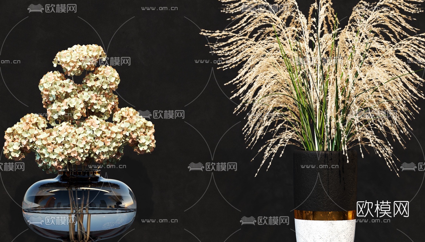 现代干花花瓶插花3d模型