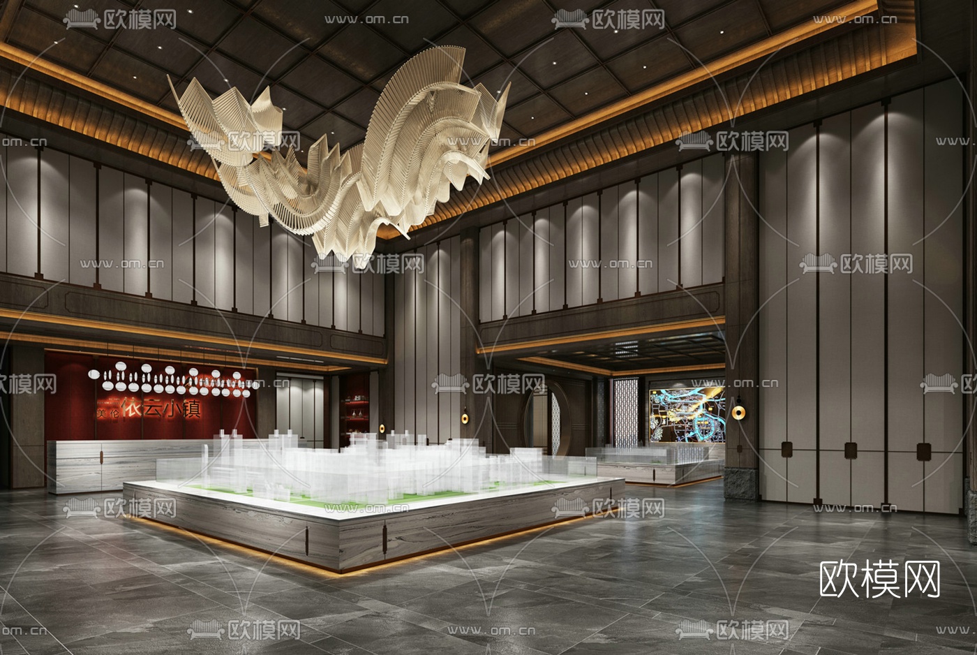 新中式轻奢售楼处3d模型