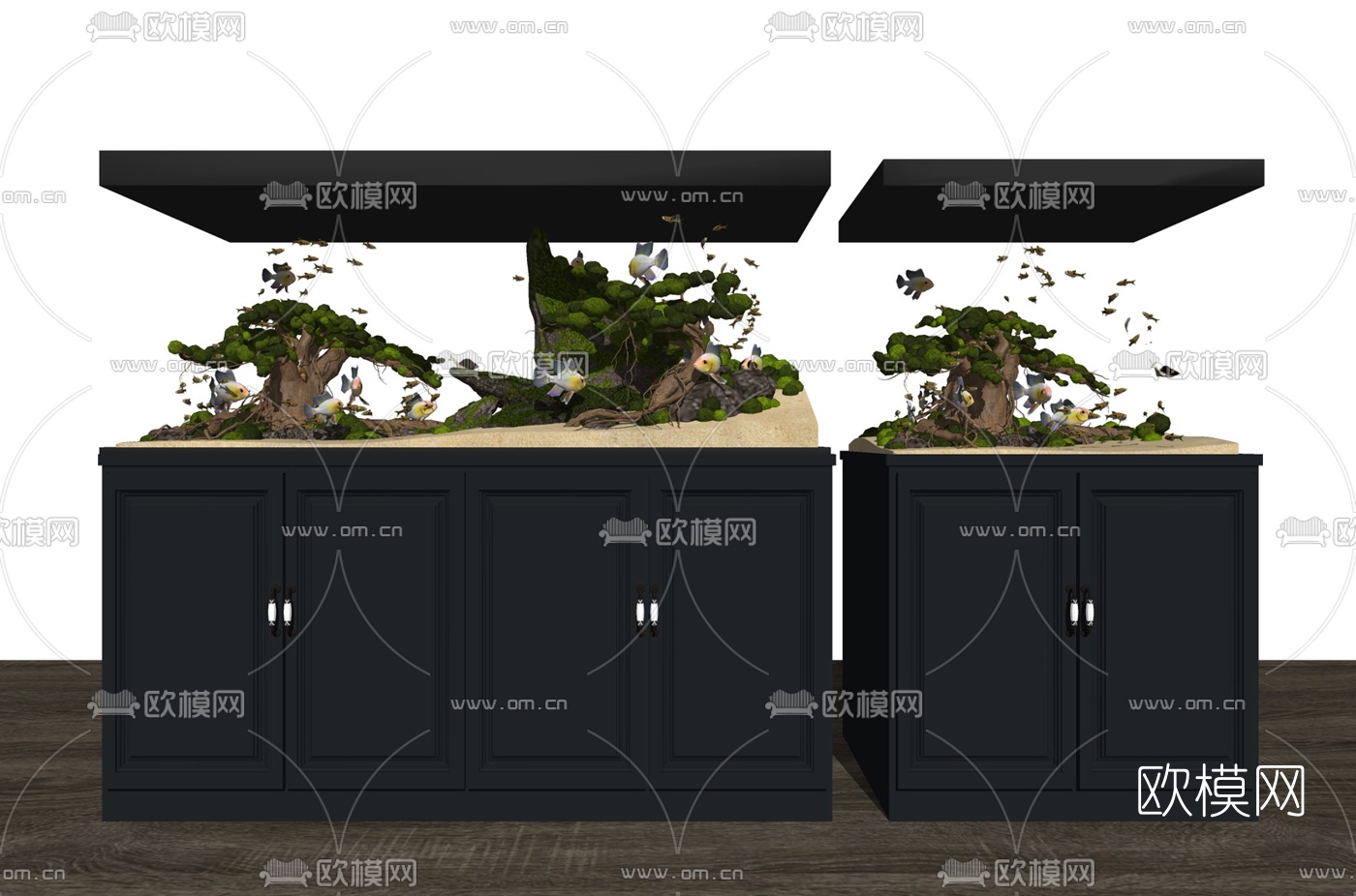 简欧鱼缸su模型