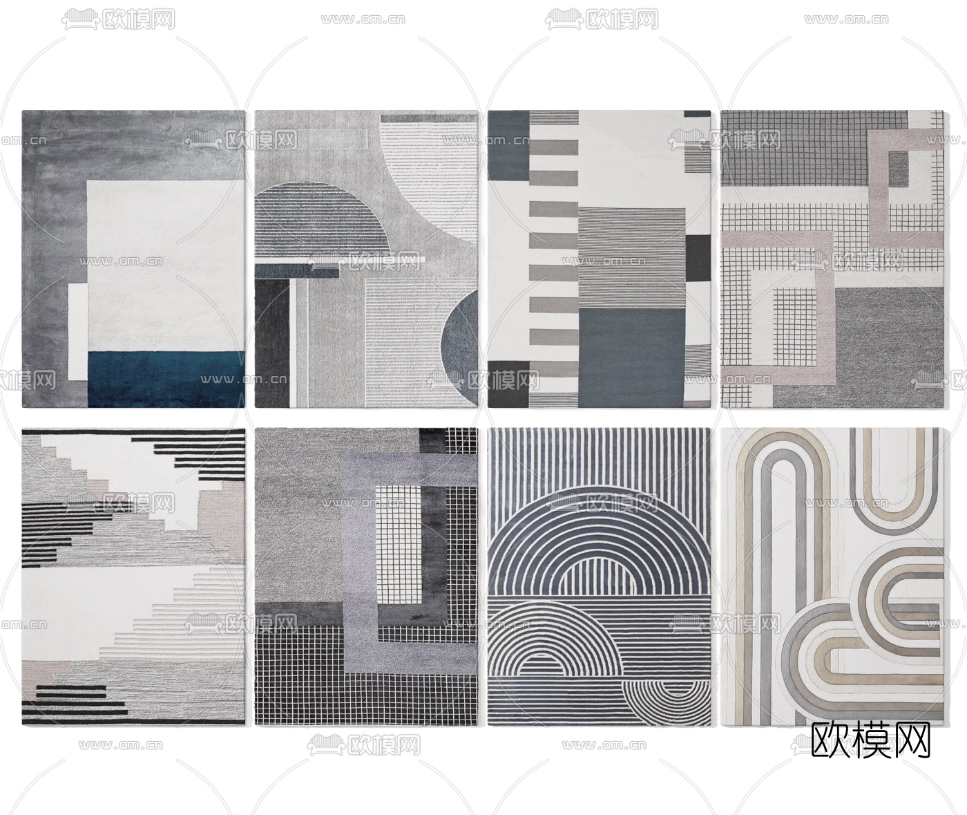 现代布艺方形地毯3d模型下载