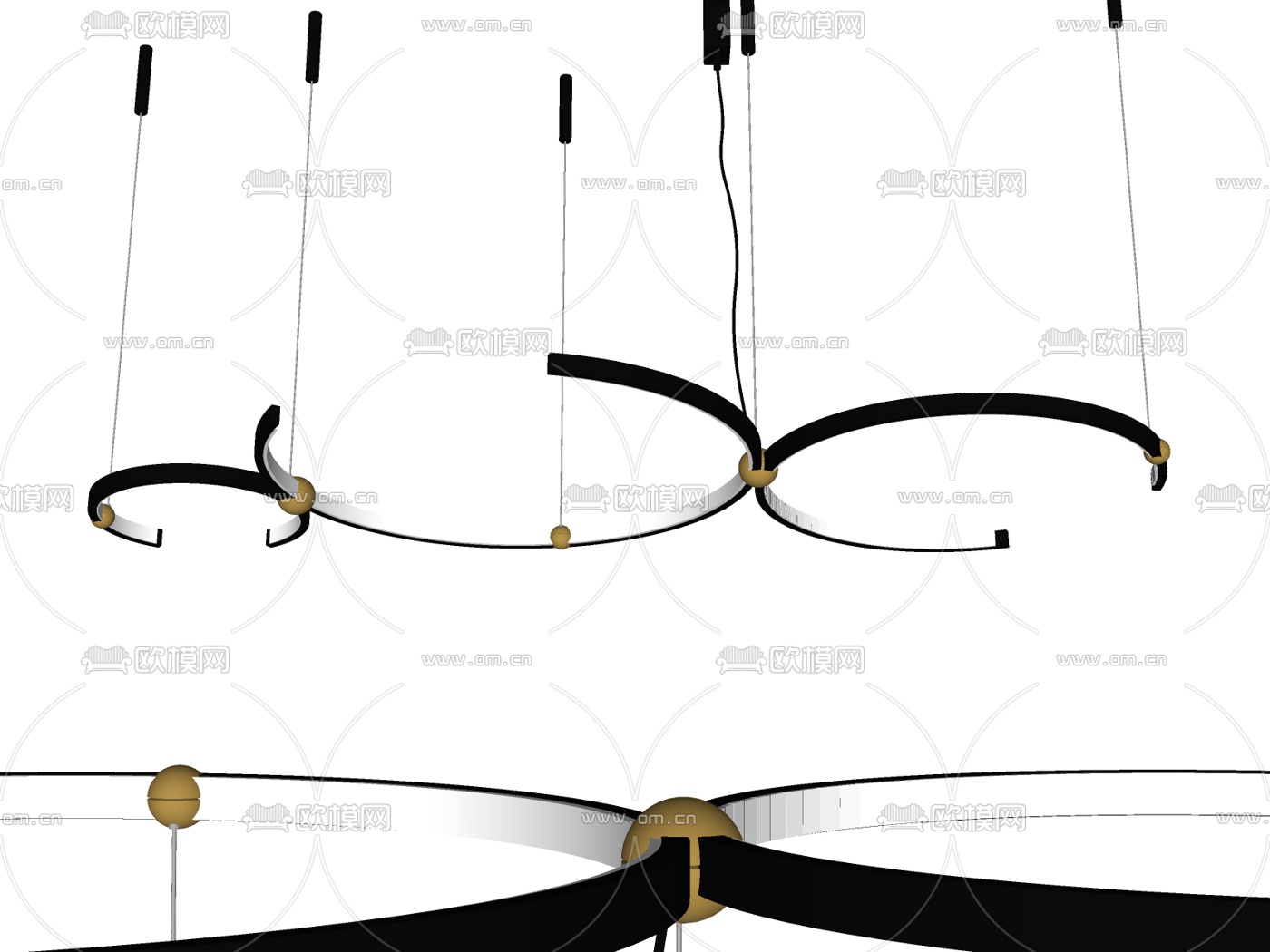 现代环形吊灯su模型下载（渲染图2）