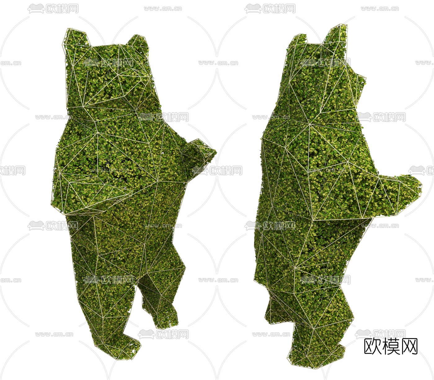现代熊形园艺灌木3d模型下载（渲染图1）