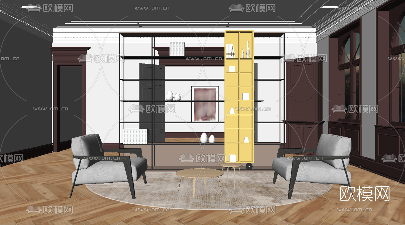 现代布艺休闲沙发su模型下载