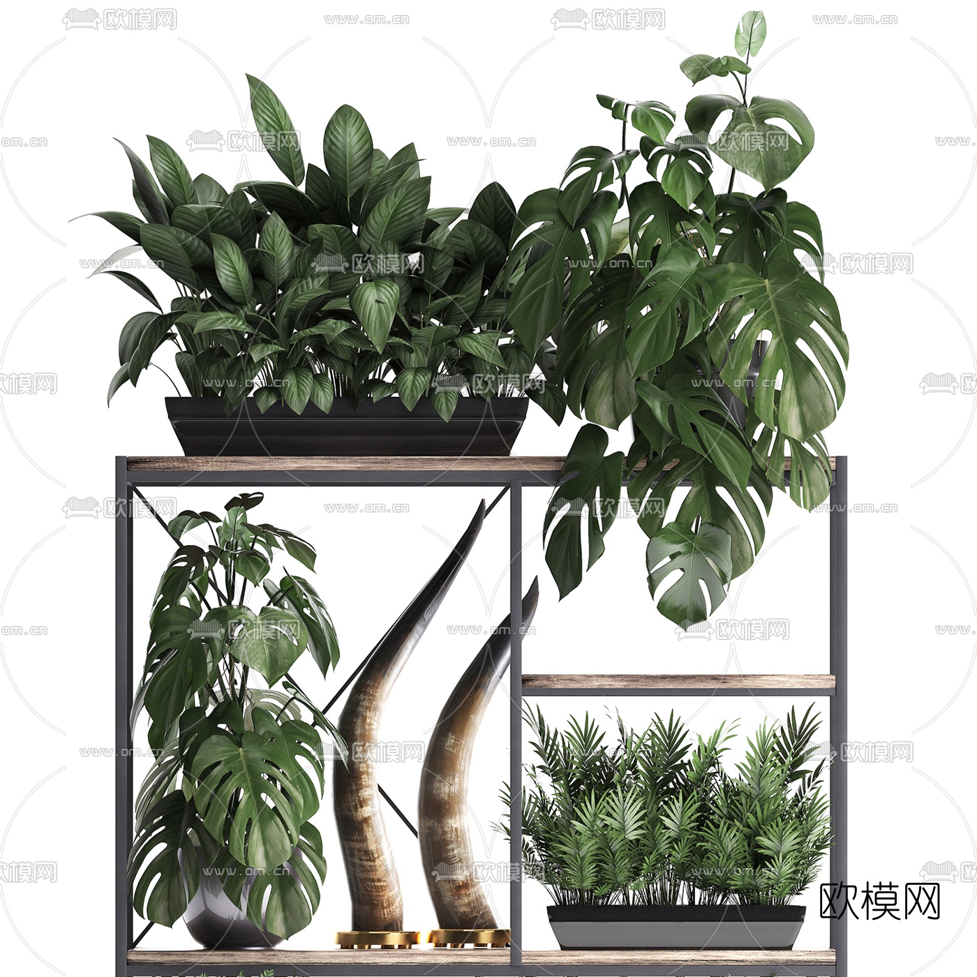 现代装饰架盆栽摆件3d模型