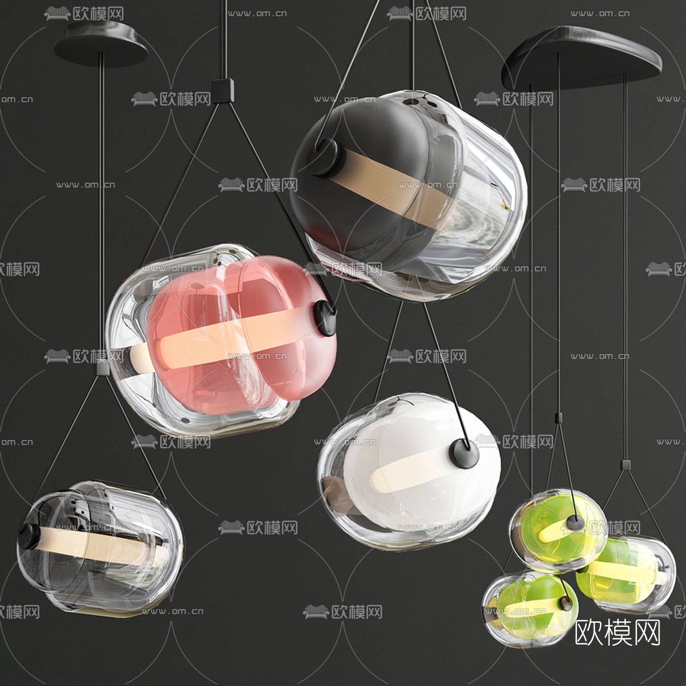 现代时尚金属吊灯3d模型