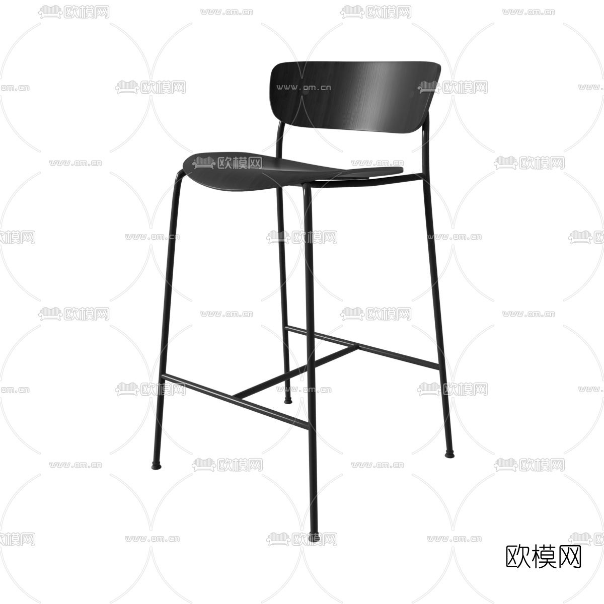 现代靠背吧椅3d模型下载（渲染图3）