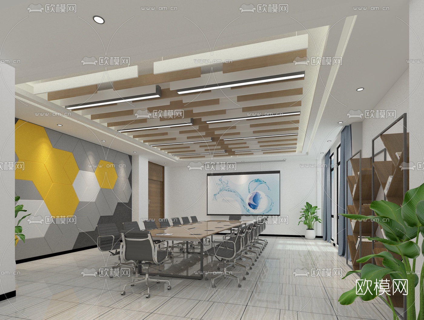 现代会议室免费3d模型下载