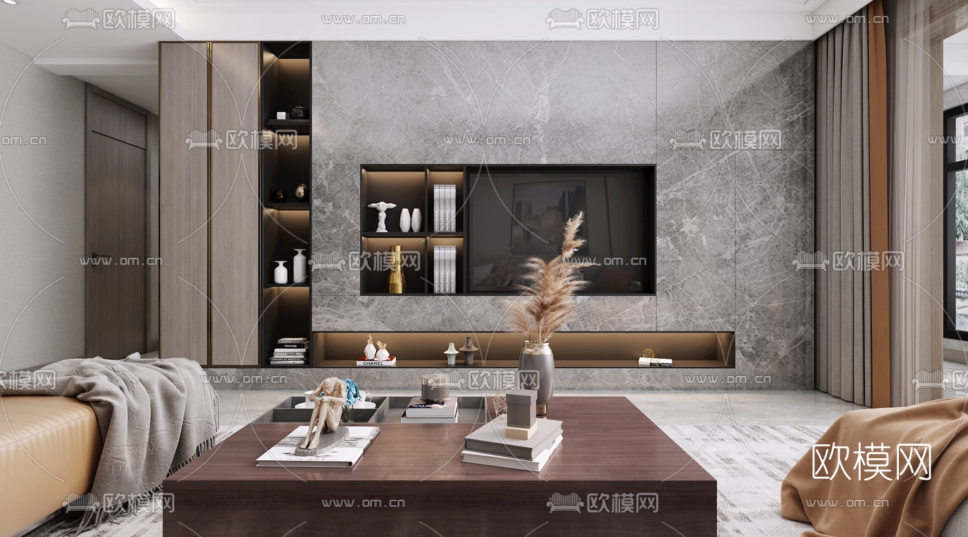 现代简约客厅3d模型