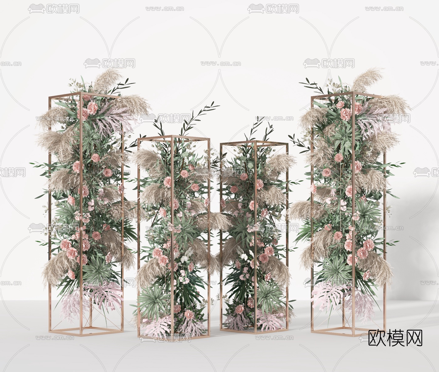 现代花卉花架3d模型下载