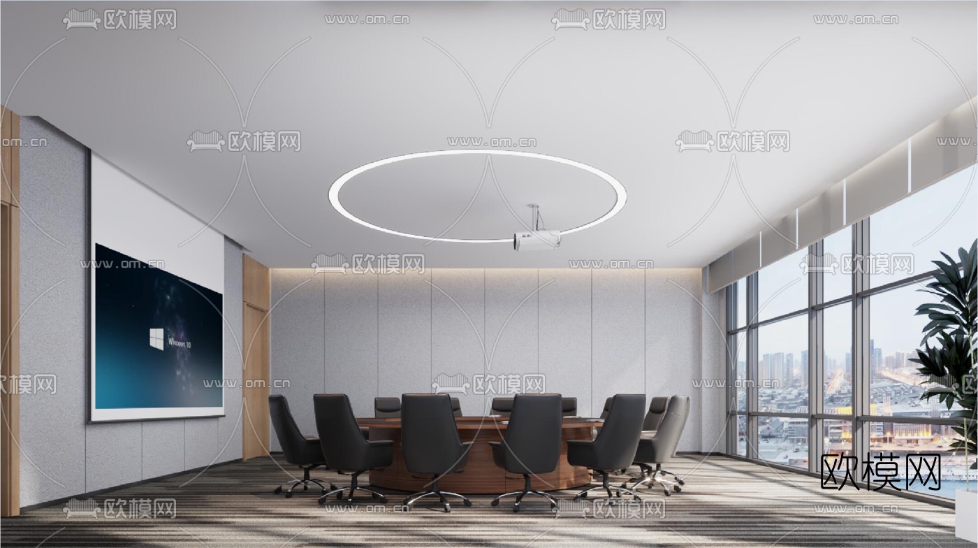 现代圆桌会议室免费3d模型下载