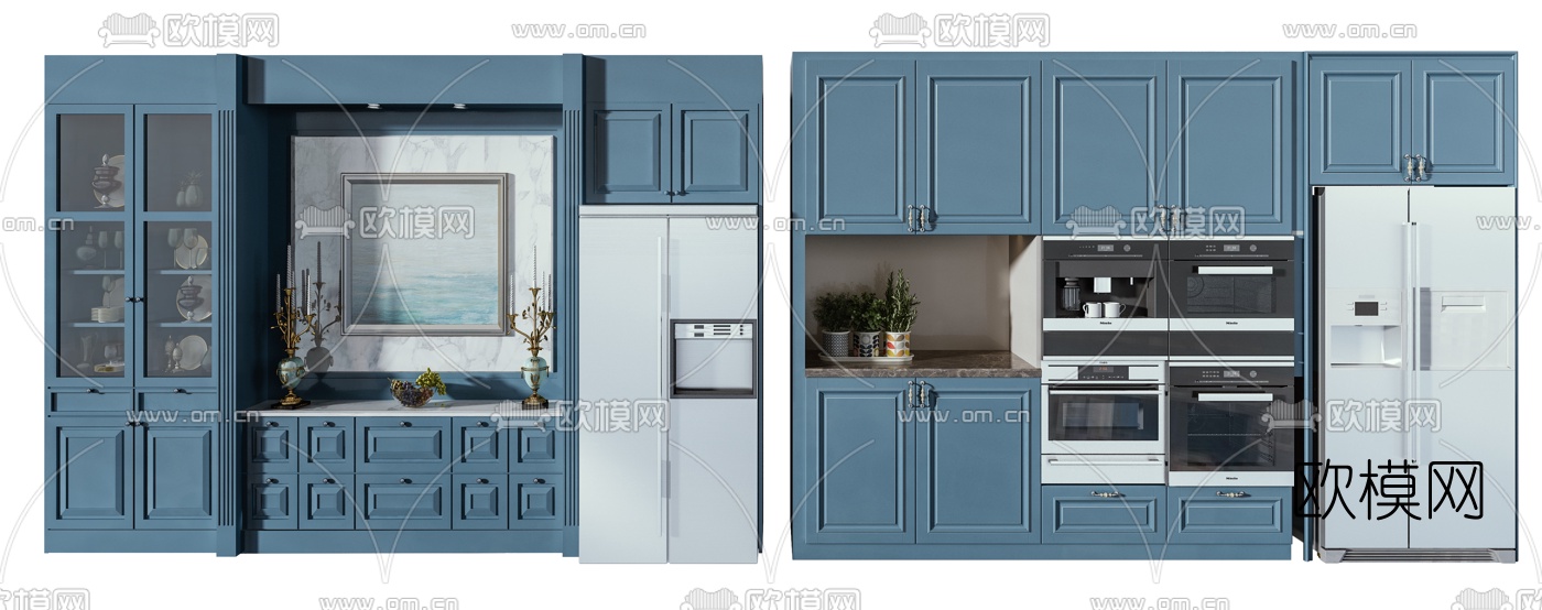 美式酒柜3d模型下载