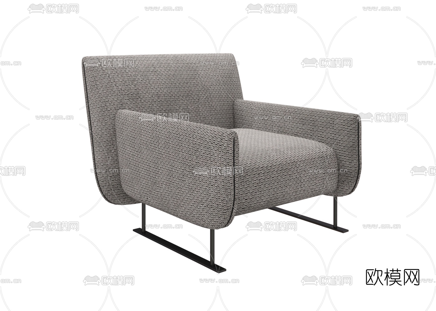 现代布艺单人沙发su模型下载（渲染图1）