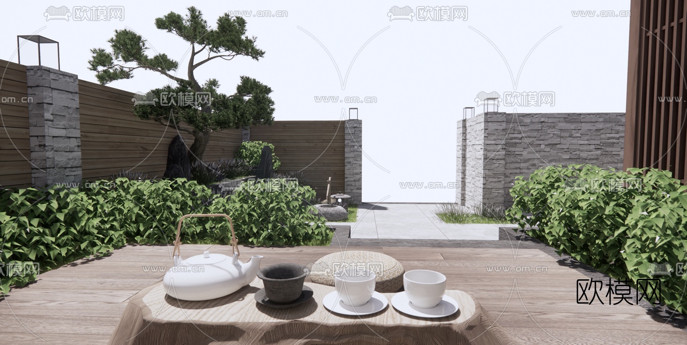 新中式禅意庭院景观su模型