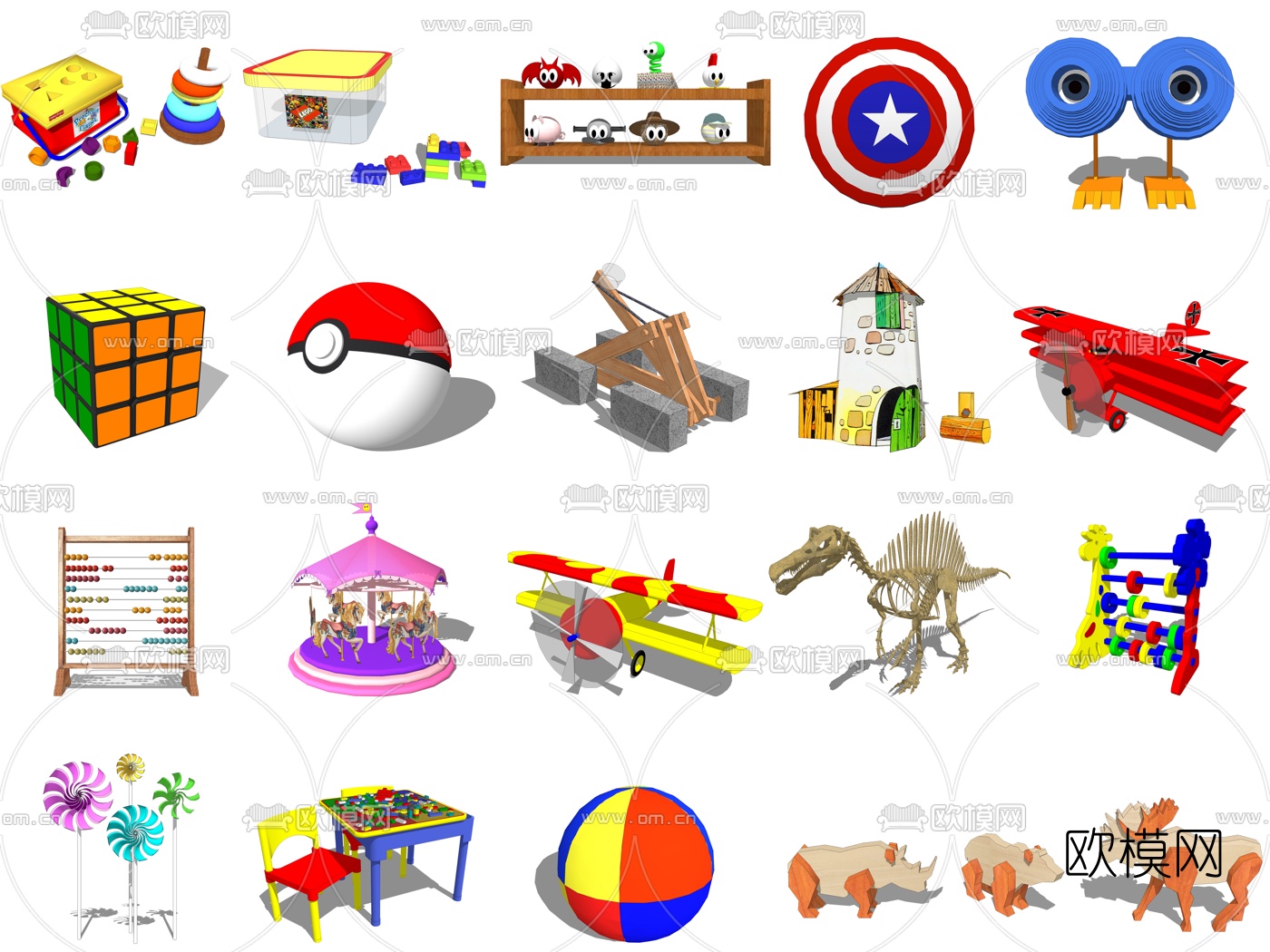 现代儿童玩具积木su模型下载（渲染图3）