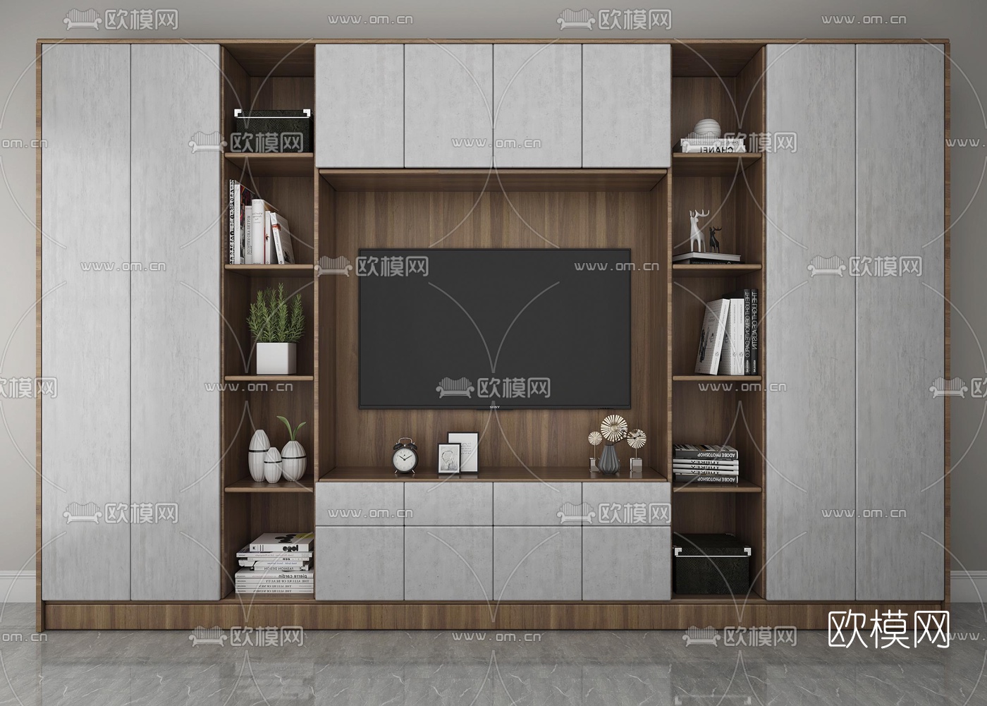 现代电视背景墙3d模型