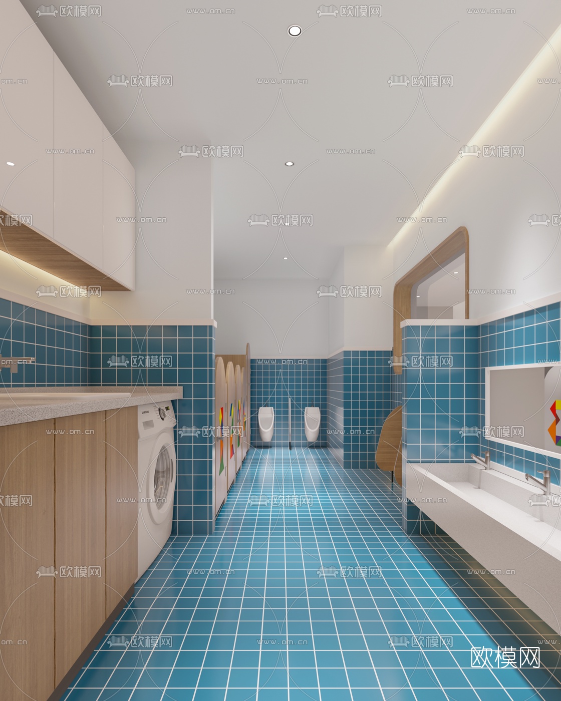 现代幼儿园教室卫生间3d模型下载（渲染图2）