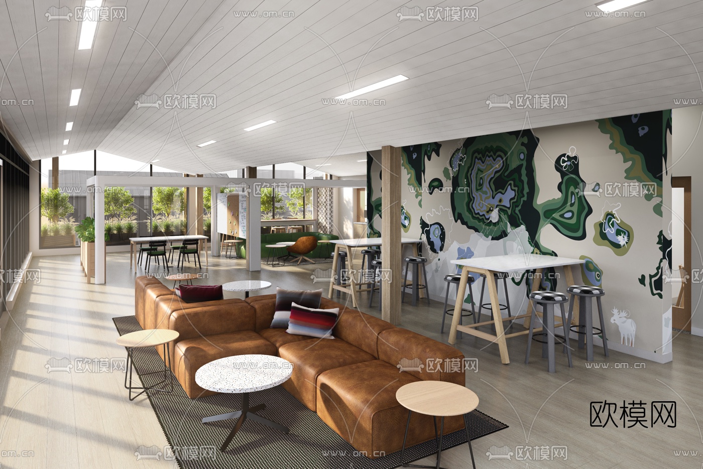 现代学校学习交流室3d模型下载（渲染图1）
