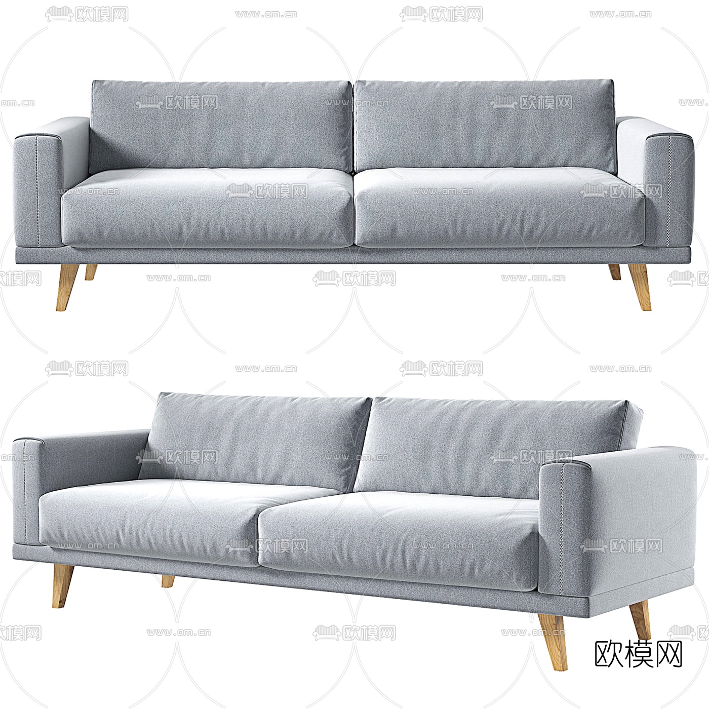 北欧布艺双人沙发3d模型下载（渲染图1）