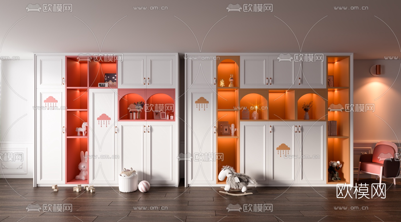 北欧儿童衣柜3d模型下载