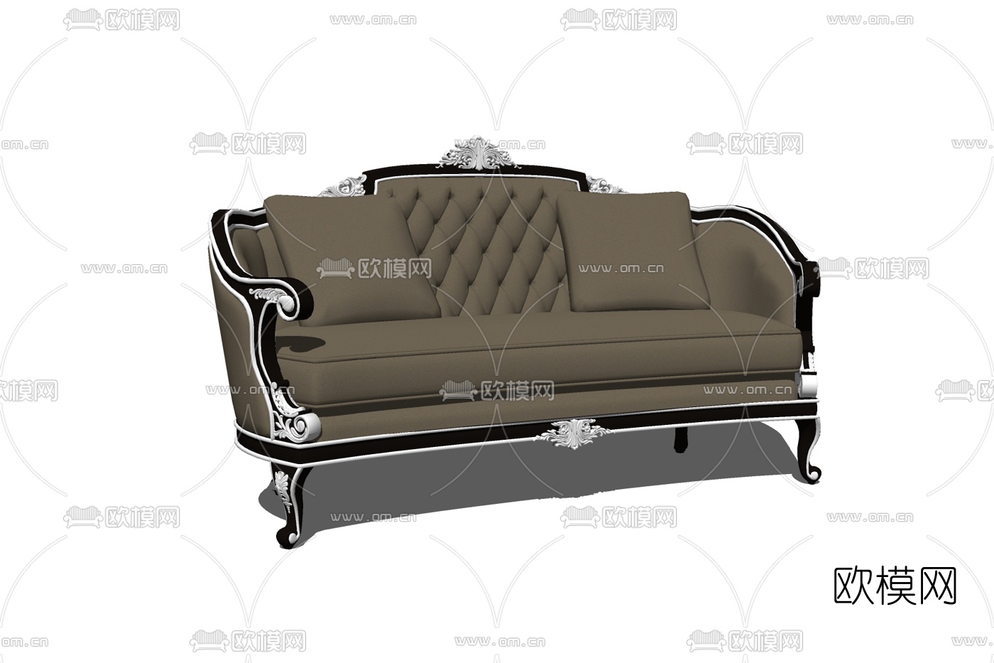 简欧布艺多人沙发su模型下载