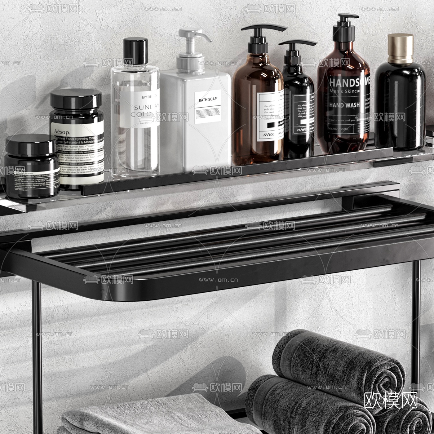 现代卫浴洗涤用品3d模型下载（渲染图2）