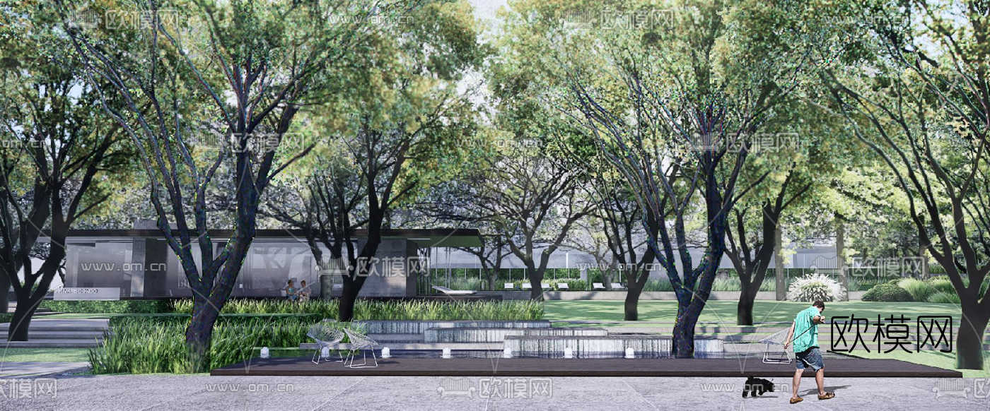 现代园区庭院景观su模型