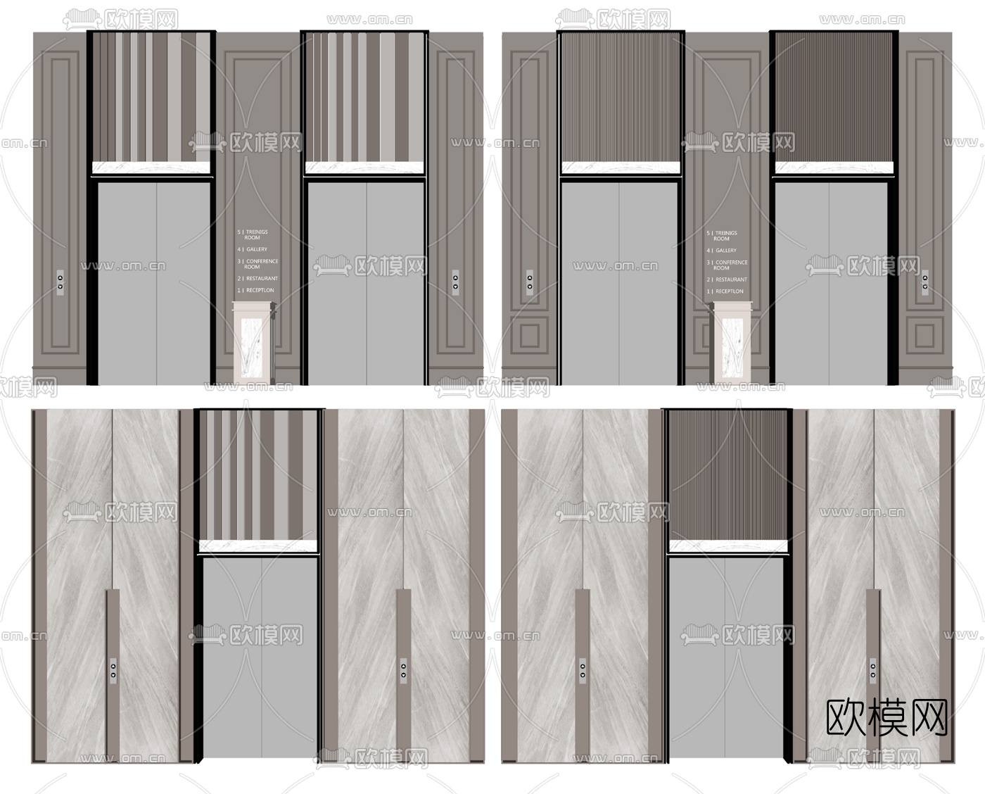 现代酒店电梯厅su模型下载