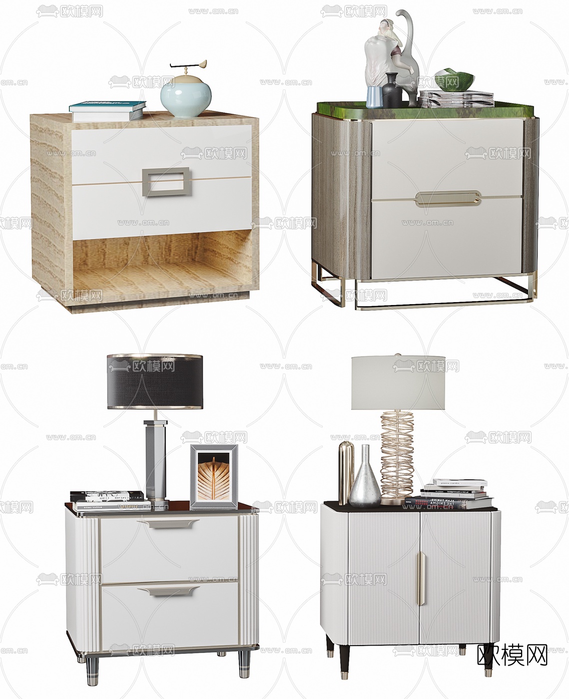 现代轻奢床头柜3d模型下载