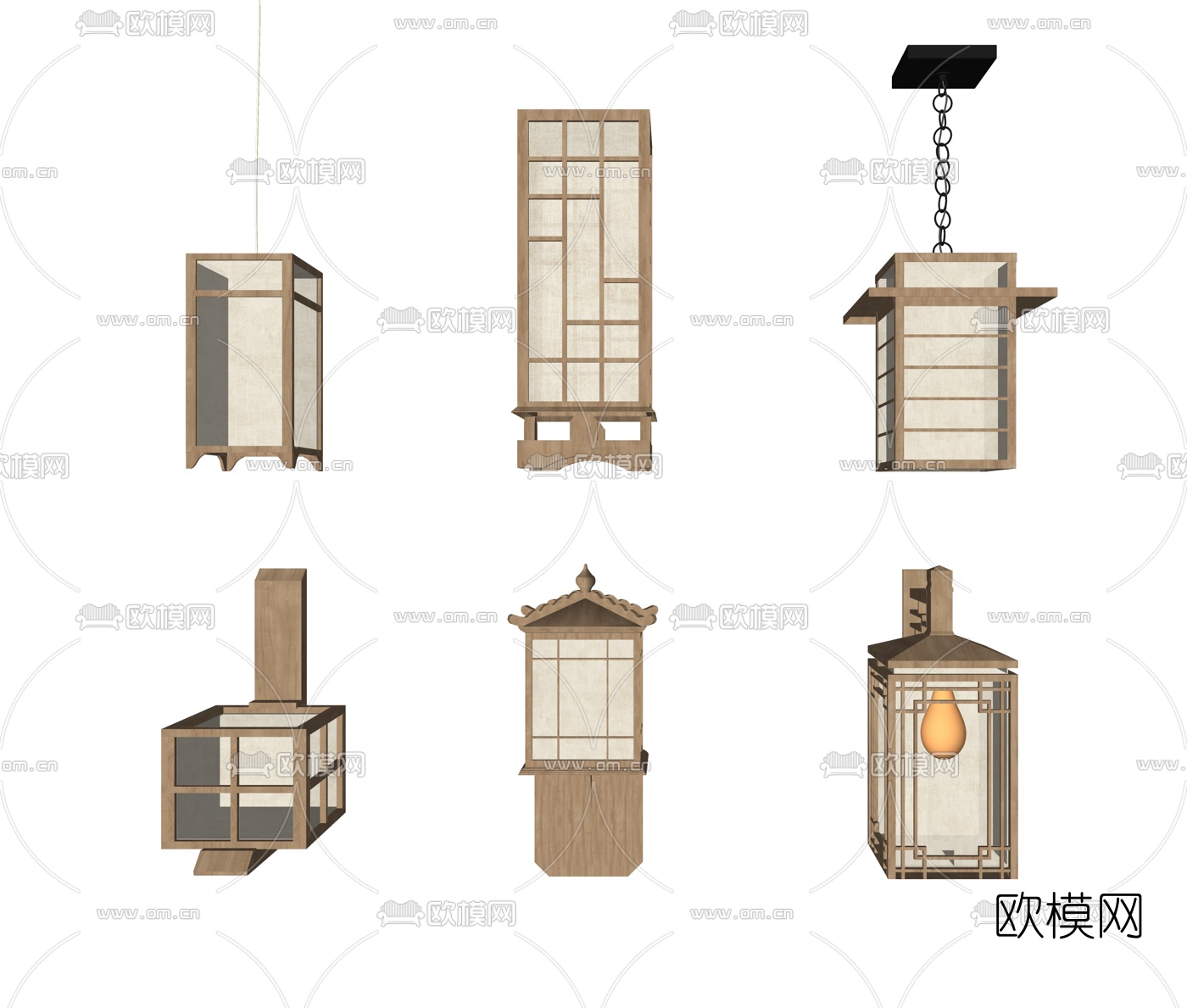 日式户外壁灯su模型下载