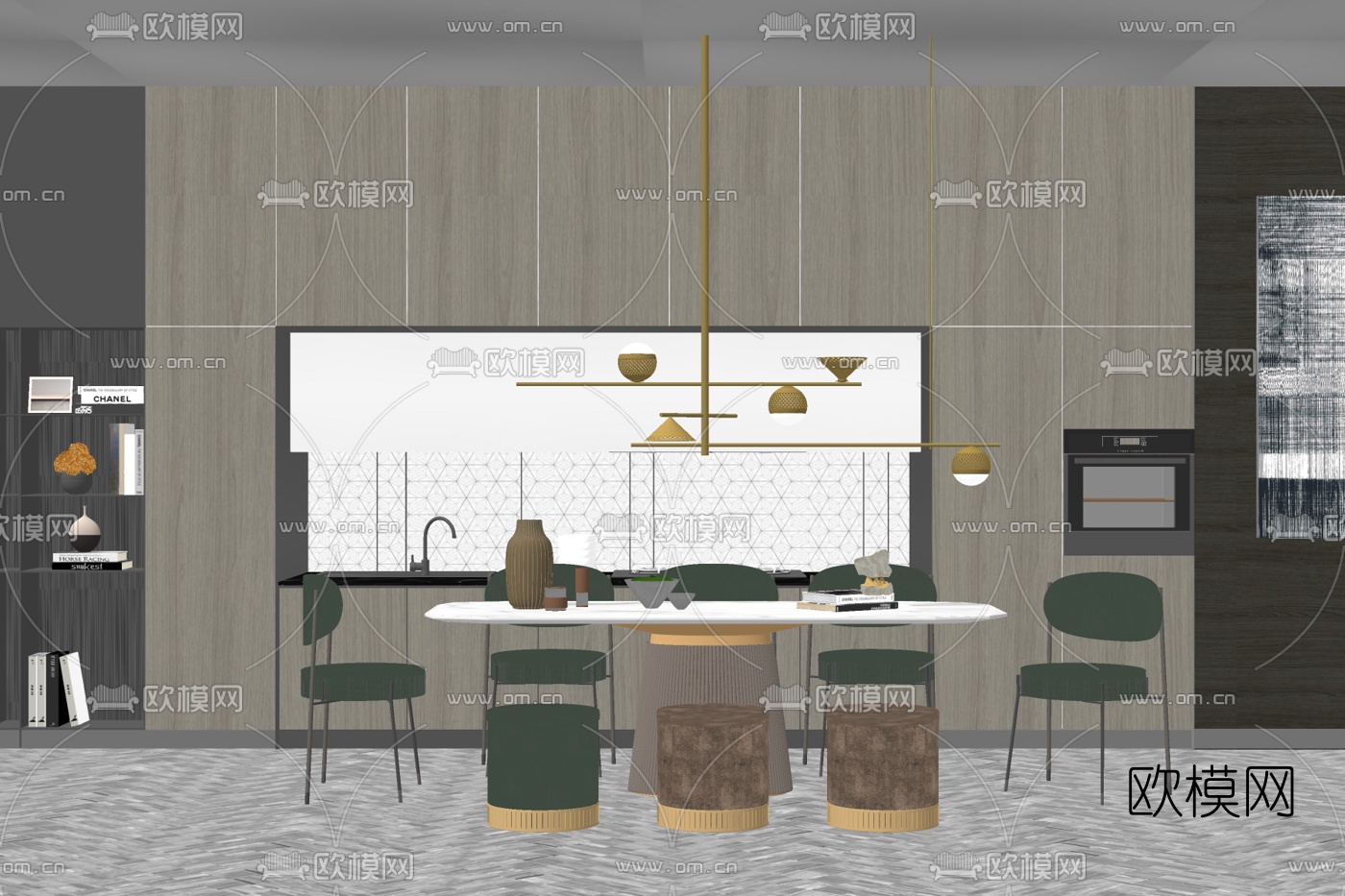 现代轻奢餐桌椅su模型下载