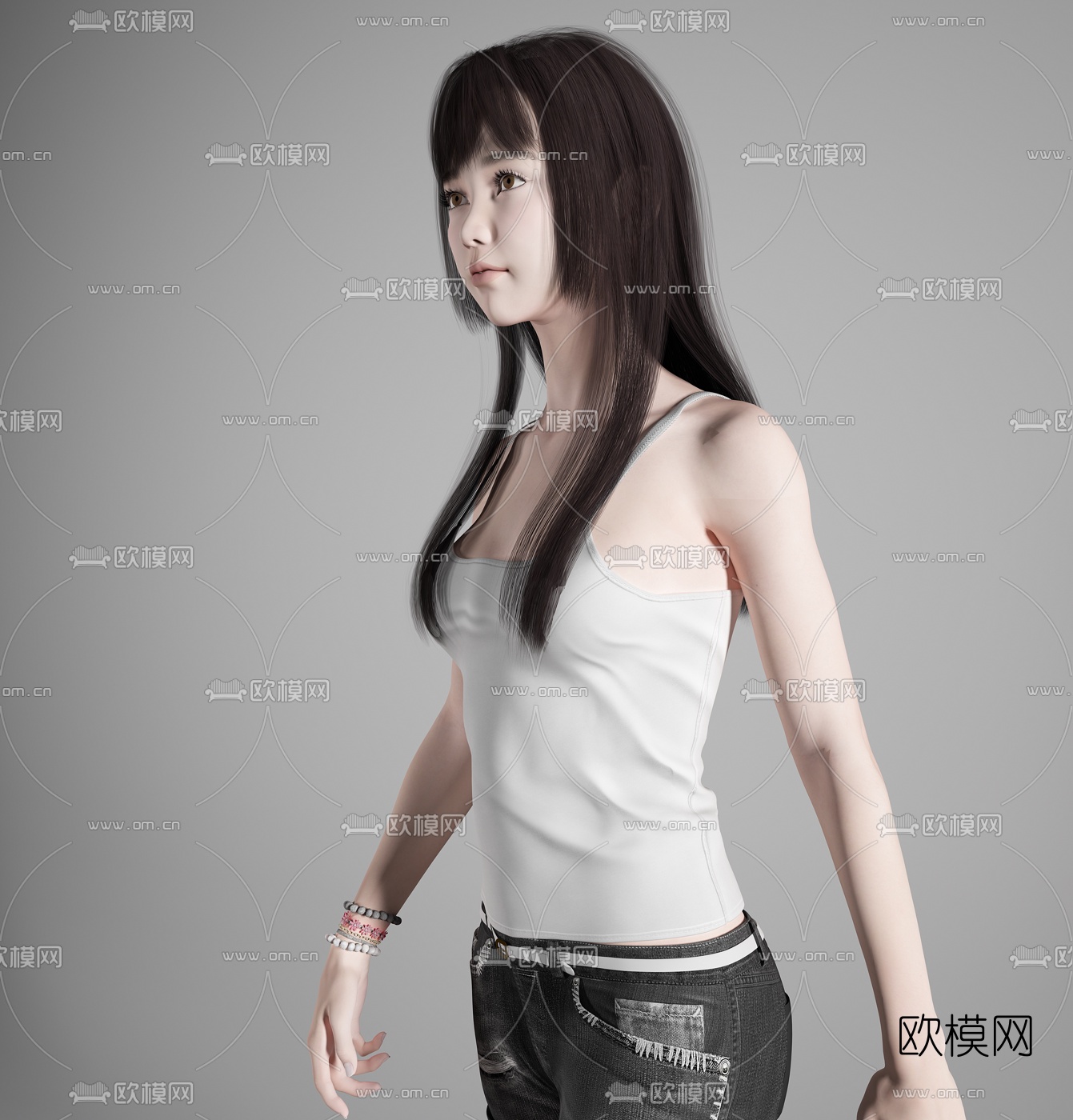 现代运动女性人物3d模型