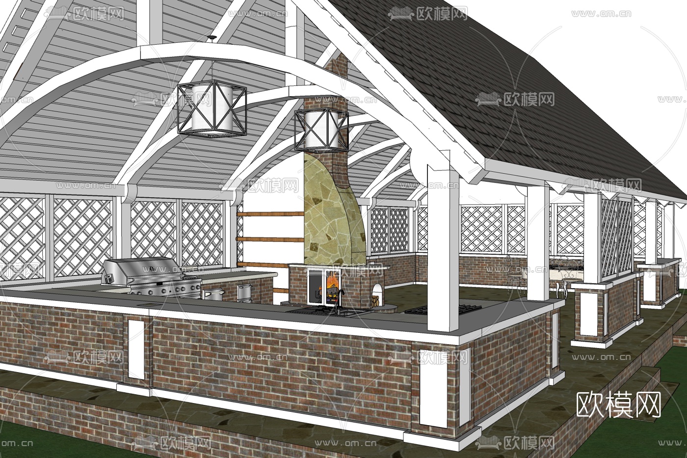现代集成灶免费su模型下载