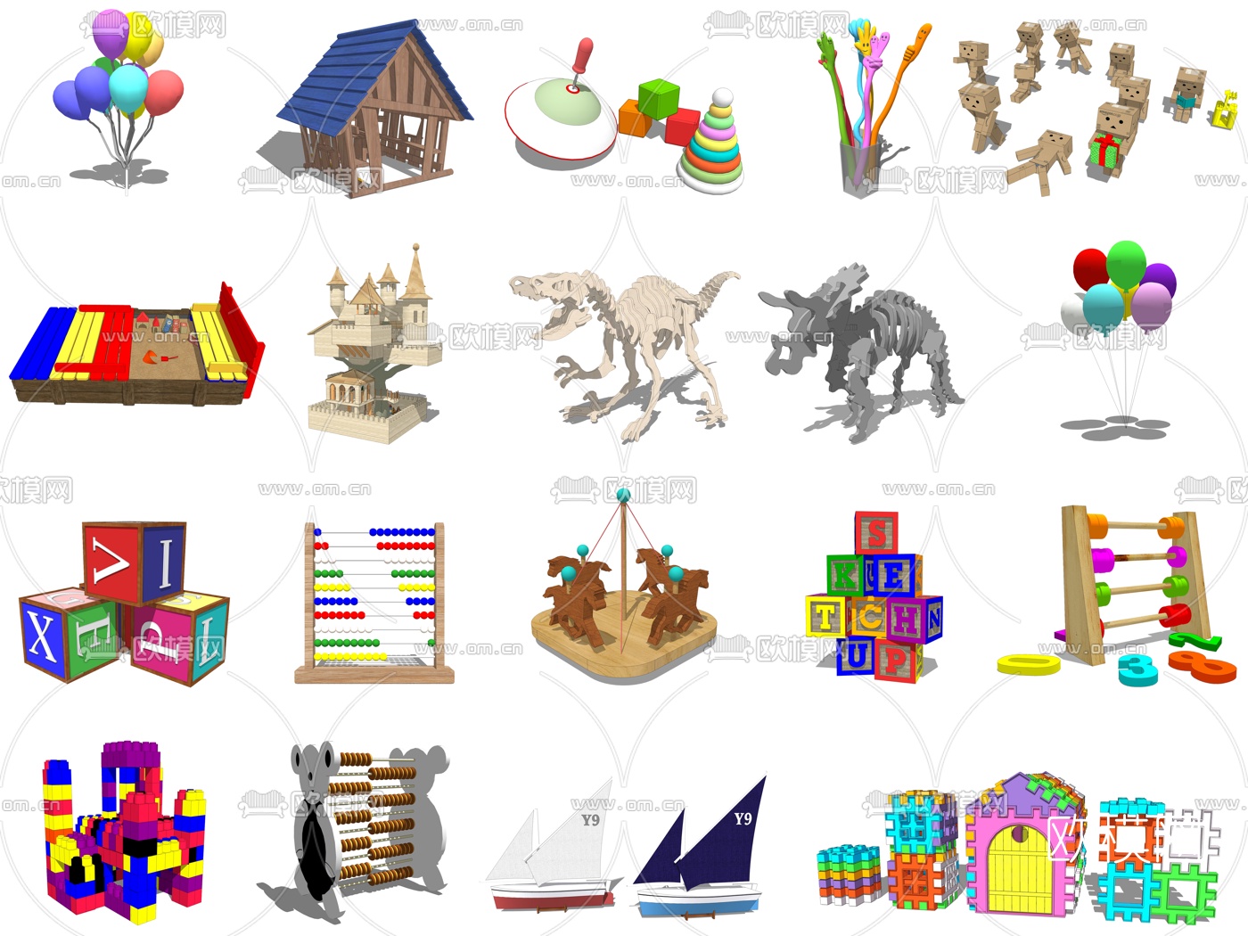 现代儿童玩具积木su模型下载（渲染图2）