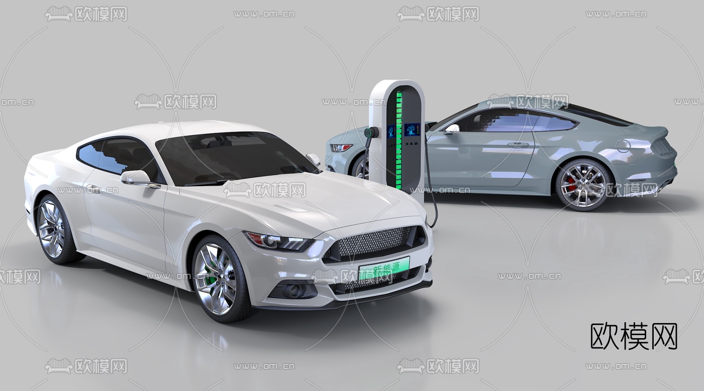 现代新能源电动汽车充电桩3d模型下载