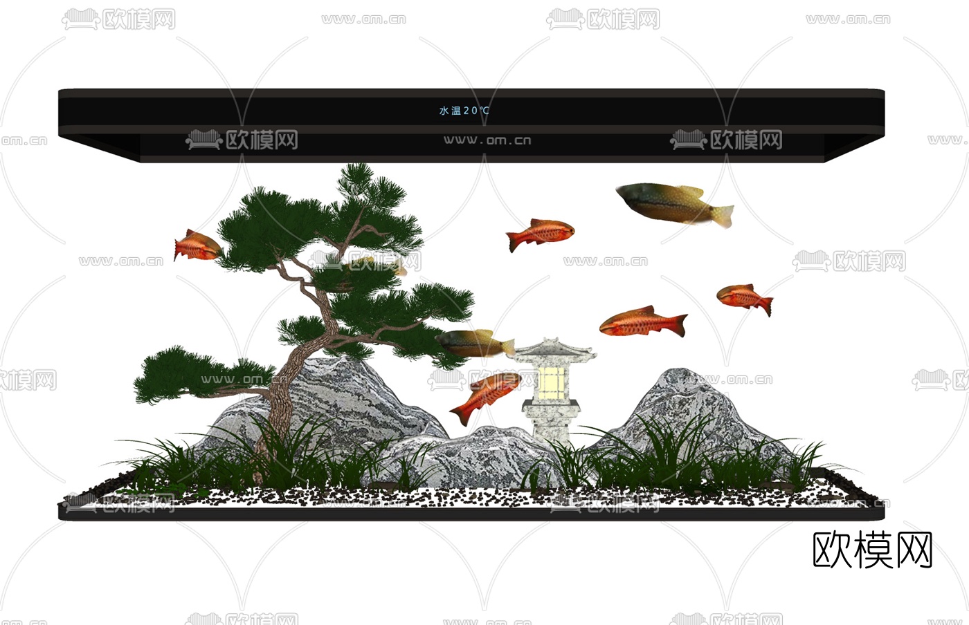 现代鱼缸水族箱su模型下载