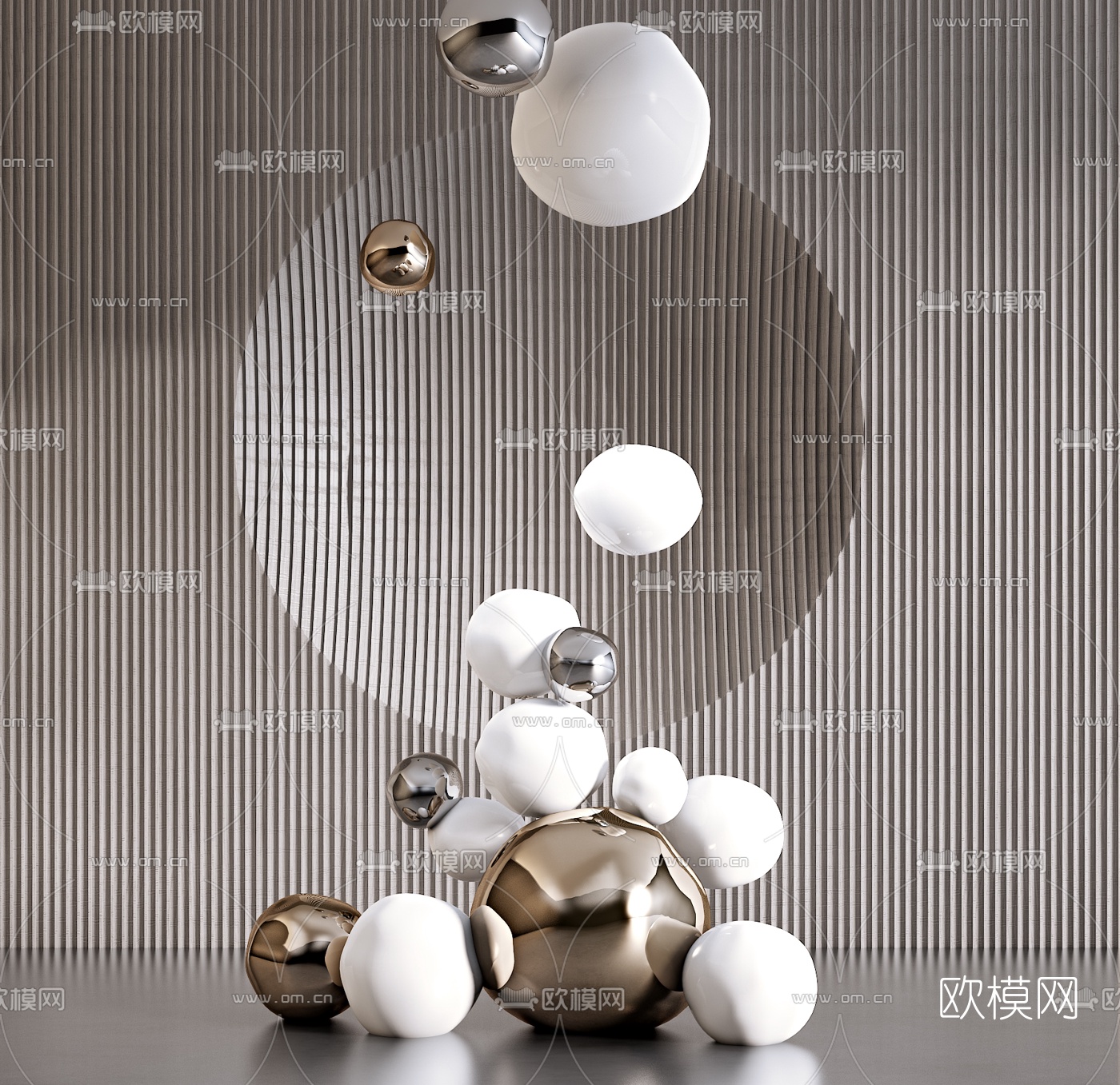 现代球形雕塑3d模型