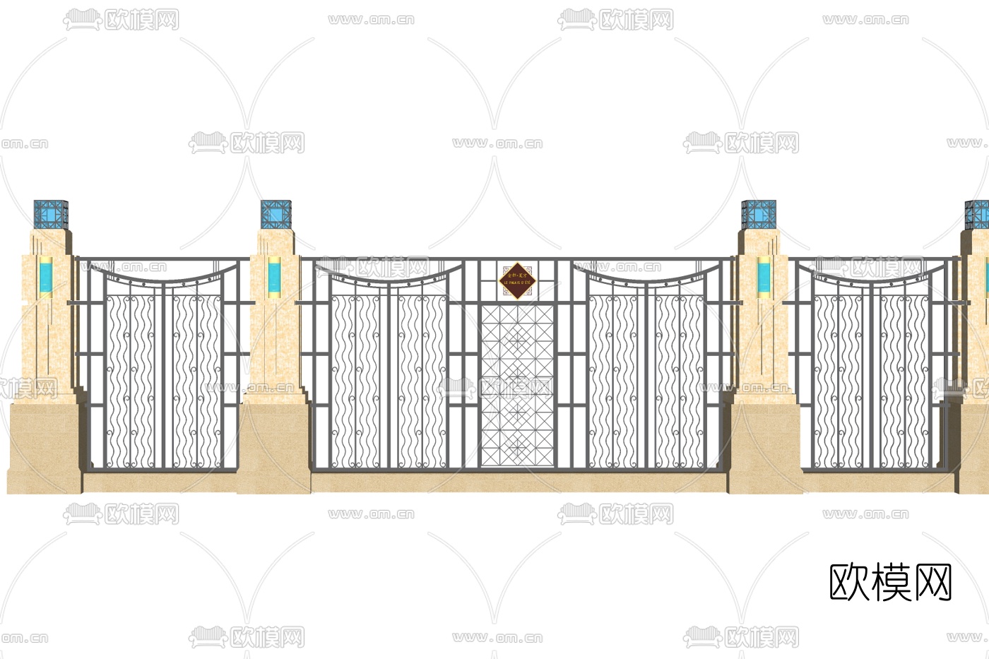 现代金属护栏su模型下载