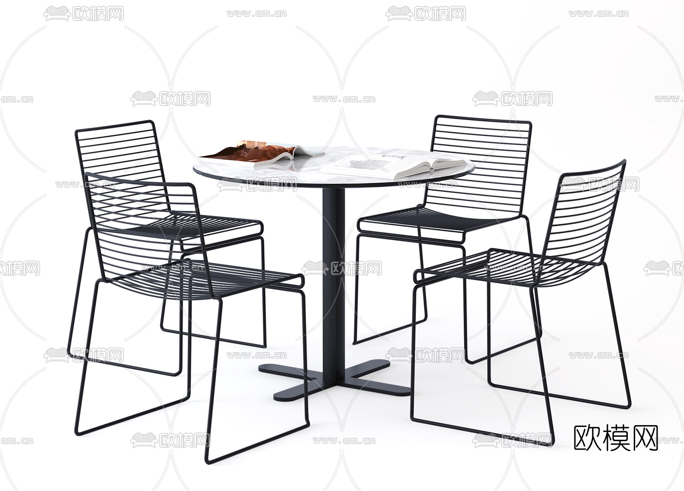 工业风圆形休闲桌椅3d模型下载