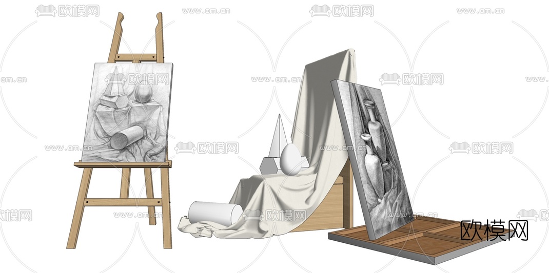 现代画架素描画板su模型下载_ID10486887_sketchup模型下载-欧模网
