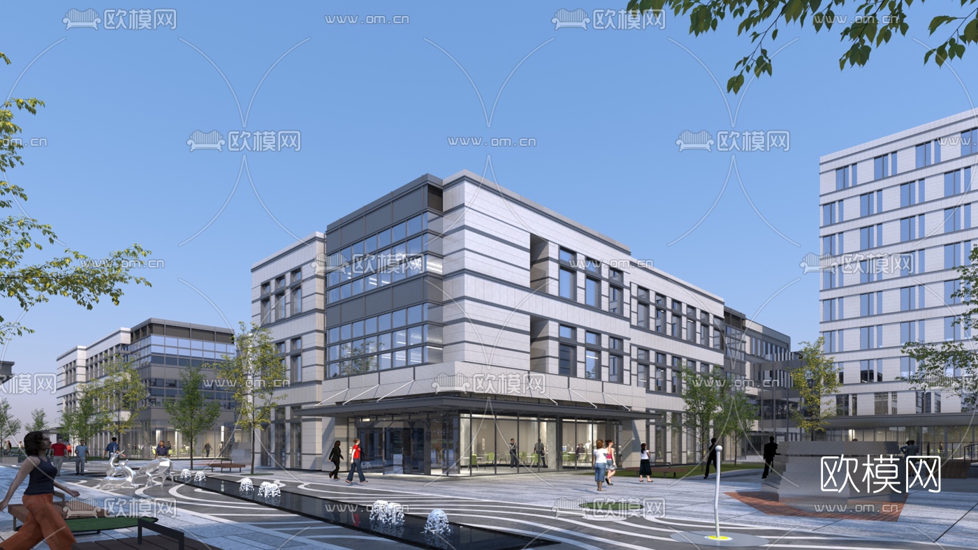 现代办公楼建筑外观3d模型