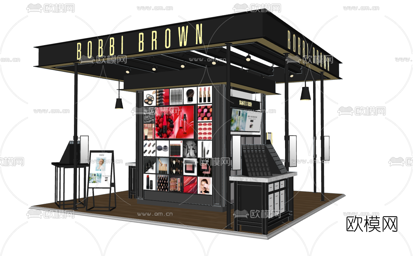 现代化妆品展示专柜su模型下载（渲染图2）