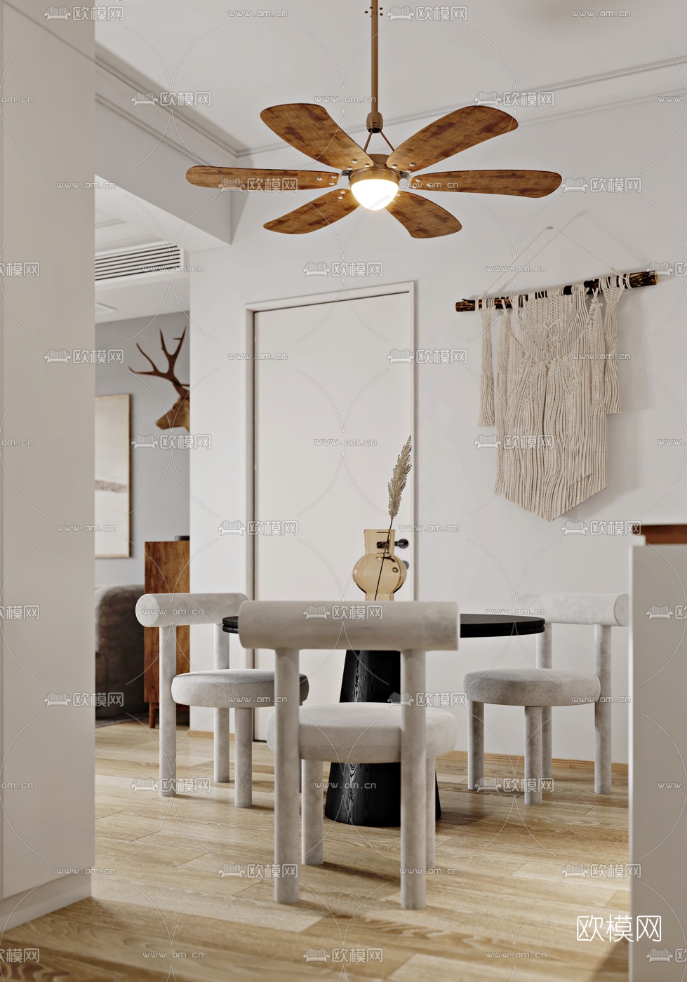 北欧客厅餐厅3d模型下载（渲染图5）