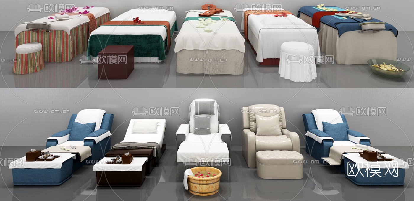 现代美容SPA床按摩椅3d模型下载