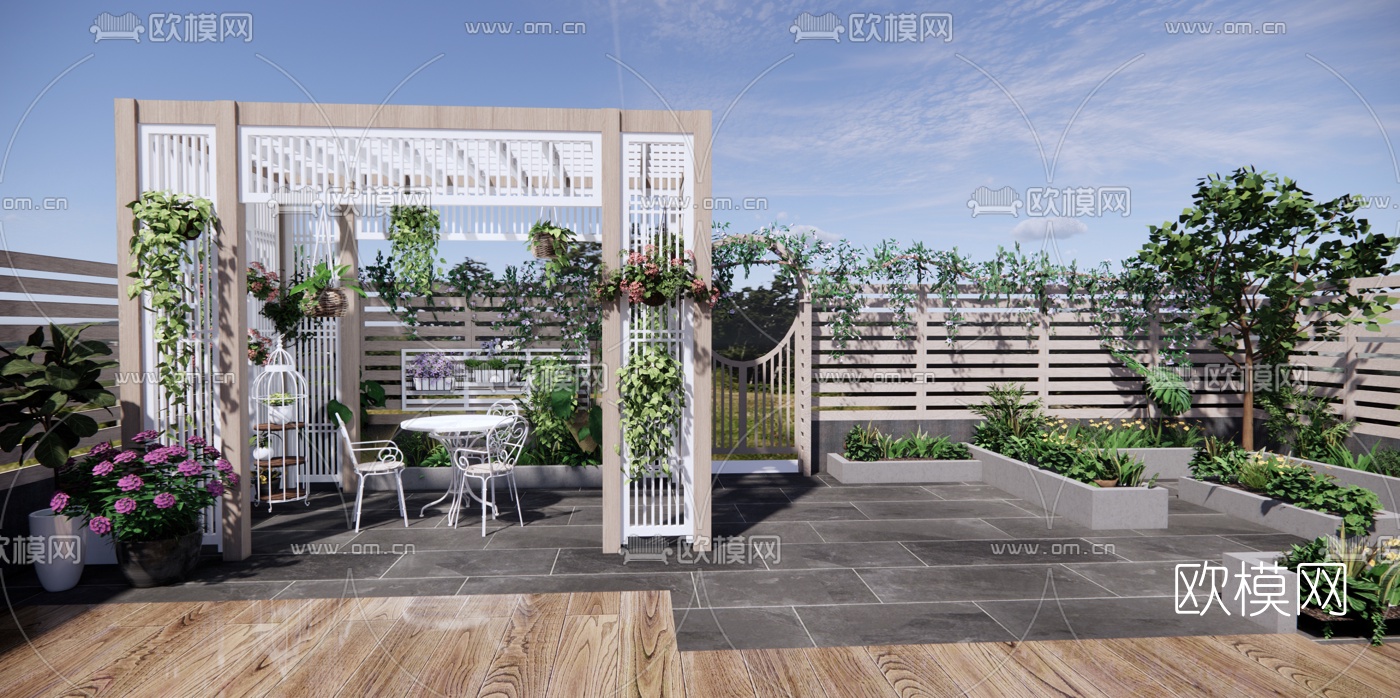 北欧庭院景观su模型下载（渲染图1）