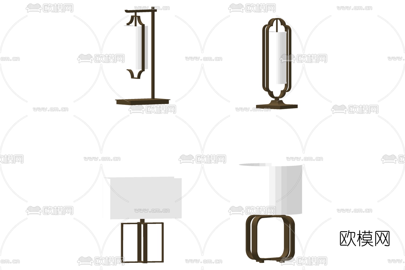新中式台灯su模型下载