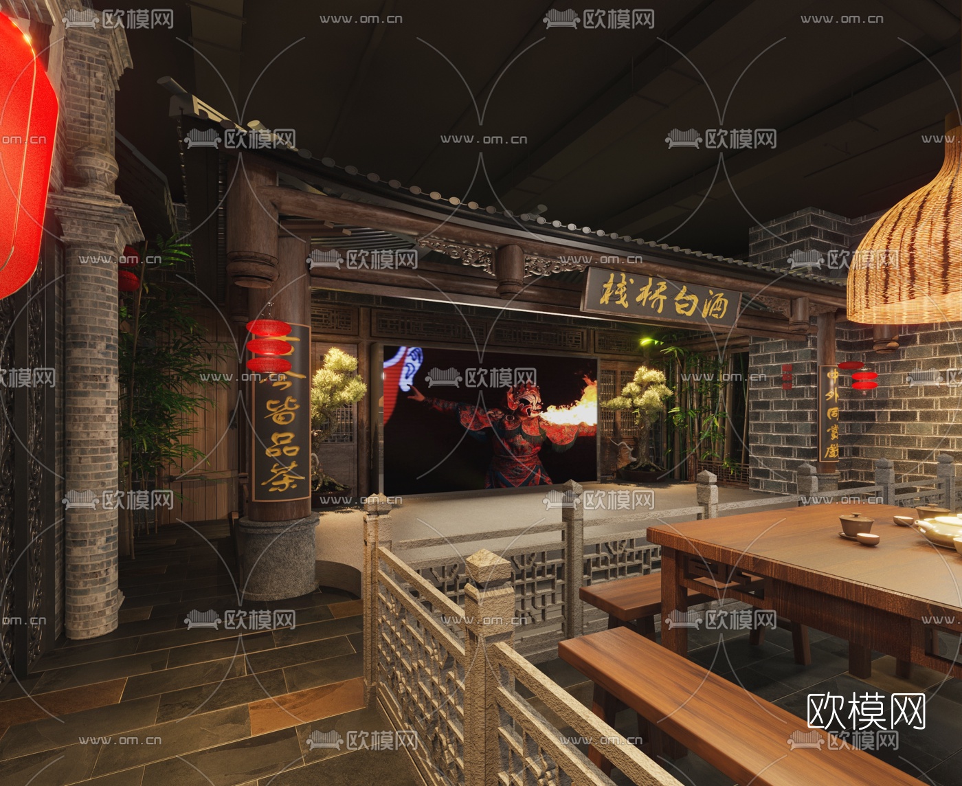 中式复古茶楼3d模型