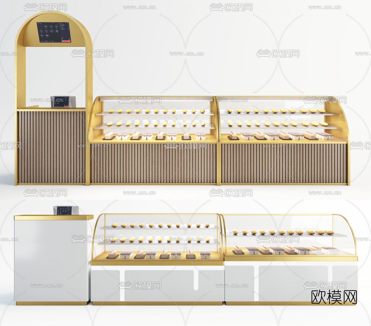 现代蛋糕冷藏柜展示柜su模型下载（渲染图1）