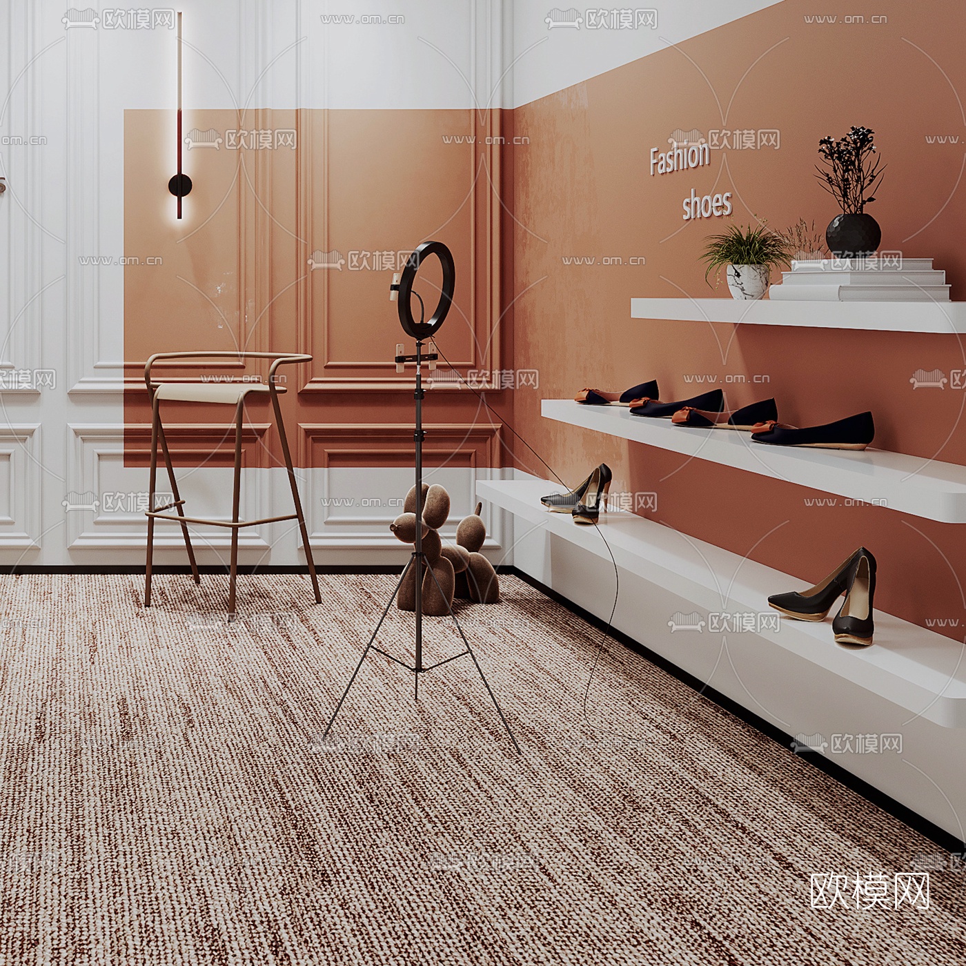 现代商业网红直播间3d模型下载（渲染图2）