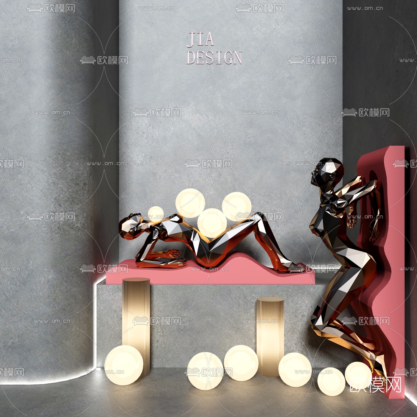 现代女性人物雕塑3d模型